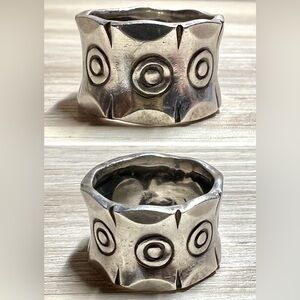 Vintage Handmade Sterling Silver Abstract Geometric Eternity Band Ring, Size 6